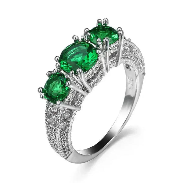 Joanna Three Green Stone Ring - image 2