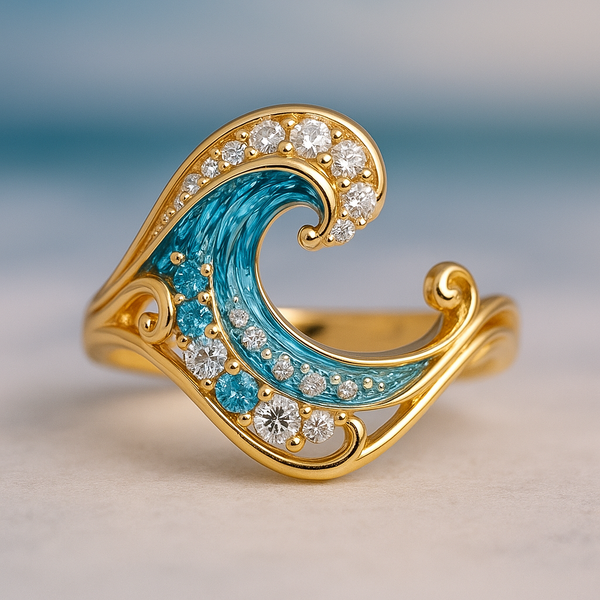 Edna Shimmering Blue Wave Ring - image 1