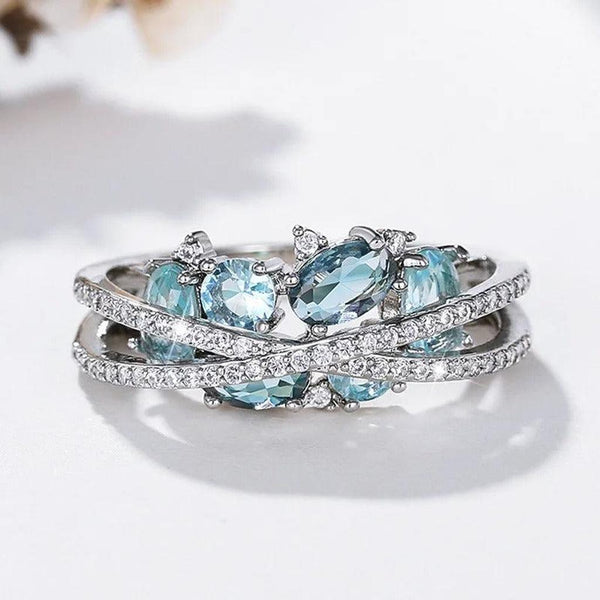 Teresa Cross Blue Stone Ring | Silver-Tone