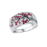Willa Red Flower Ring | Silver-Tone — image 3