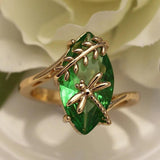 Faye Green Stone Dragonfly Ring - image 1