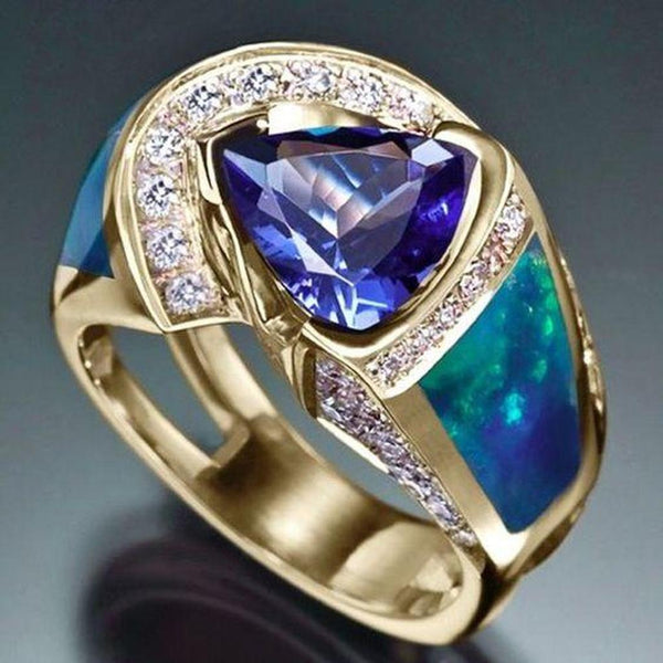 Sara Pink Ocean-Motif Ring with Blue Sparkle - image 1