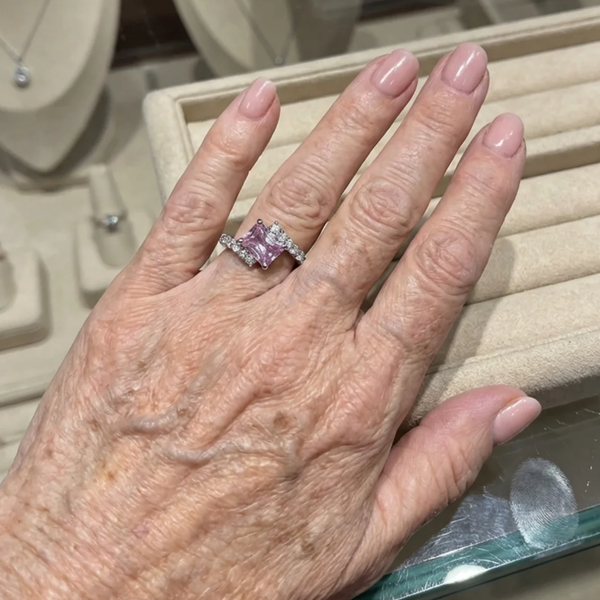 Bridget Pink Accent Ring | Silver-Tone — image 2