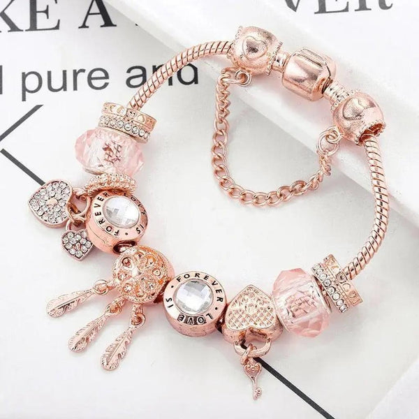 Helene Pink Dream Catcher Bracelet with Silver-Tone Charms