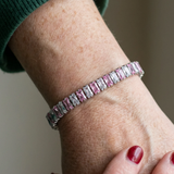 Ellen Pink Stripe Tennis Bracelet | Silver-Tone — image 2