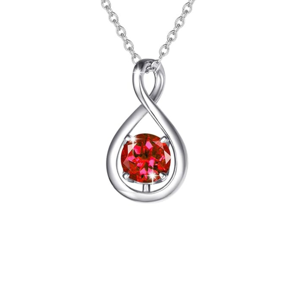 Jacqueline Red Infinity Pendant Necklace | Silver-Tone — image 2