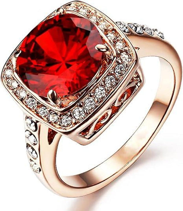 Josephine Red Halo Ring | Rose-Gold-Tone — image 2