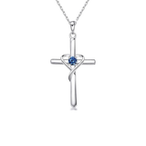 Gwyneth Blue Cross Necklace | Silver-Tone — image 2