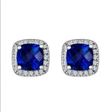 Dorothy Blue Square Stud Earrings | Silver-Tone — image 3