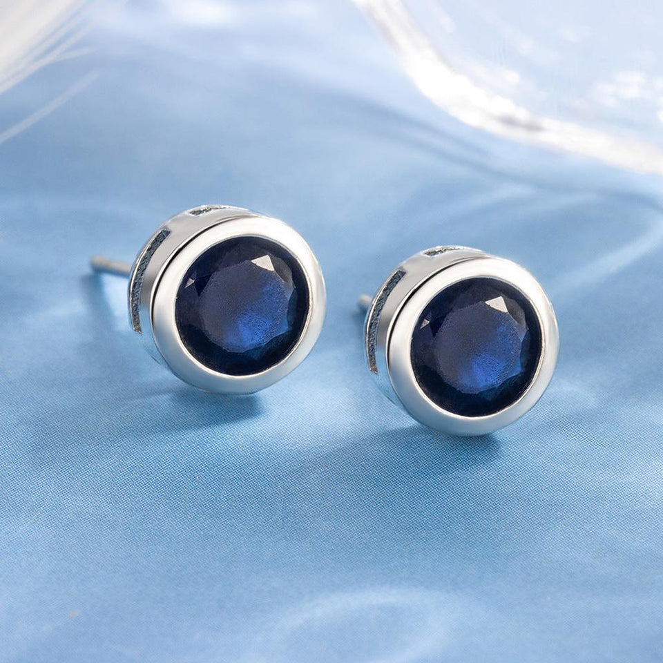 Claudia Blue Accent Stud Earrings | Silver-Tone