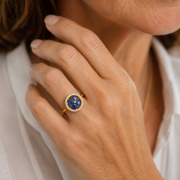Virginia Blue Hearts Spinner Ring | Gold-Tone — image 2