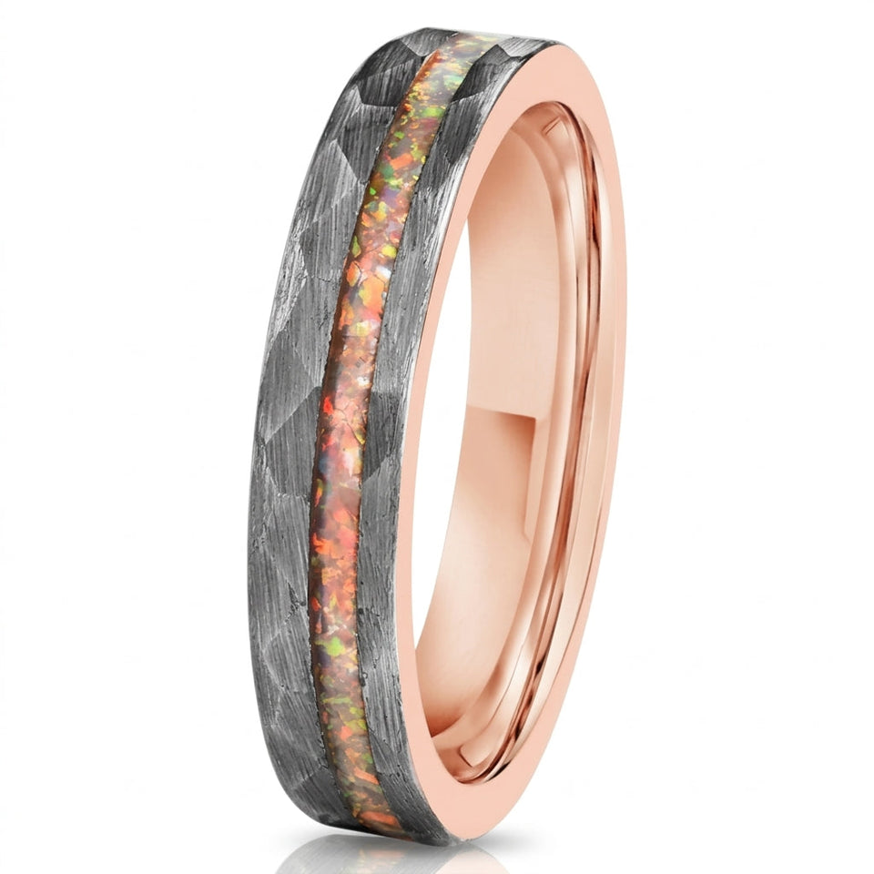 Hector Hammered Inlay Ring | Rose-Gold-Tone