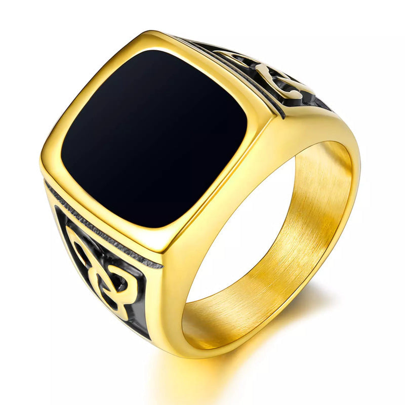 Jonathan Black Accent Signet Ring — Gold-Tone — image 1
