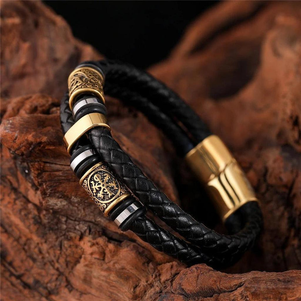 Magdalena Black Braided Bracelet with Gold-Tone Charm