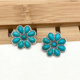 Esther Turquoise-Color Blossom Earrings | Silver-Tone — image 2