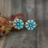 Esther Turquoise-Color Blossom Earrings | Silver-Tone — image 3