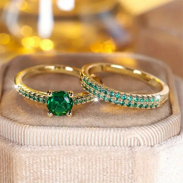 Simone Green Duo Ring Set - image 2