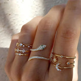 Abigail Sparkle Retro Ring Set | Gold-Tone