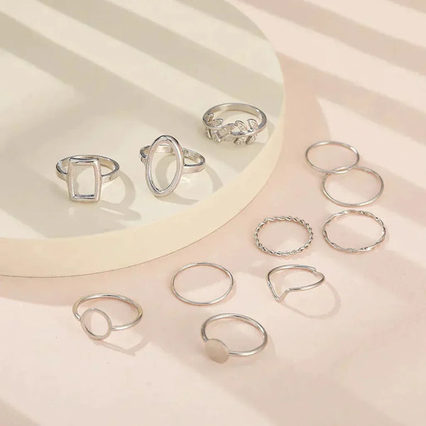 Angela 11-Piece Retro Ring Set | Gold or Silver Tones — image 2