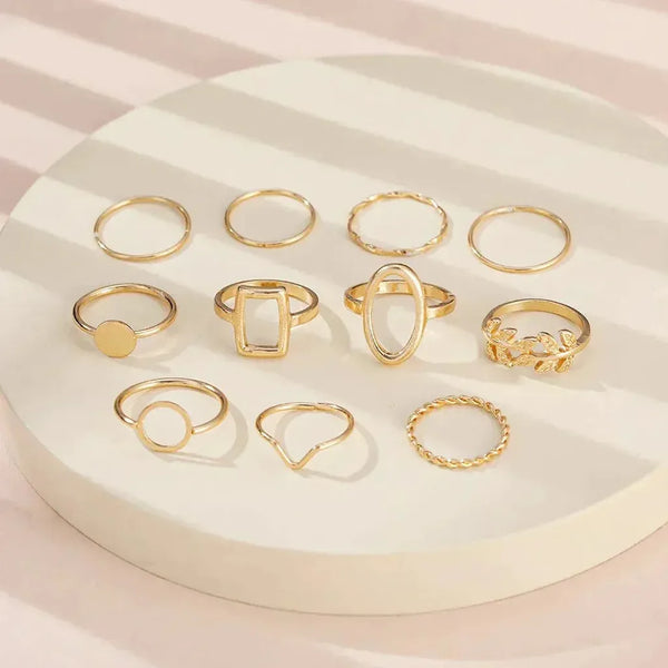 Angela 11-Piece Retro Ring Set | Gold or Silver Tones — image 4