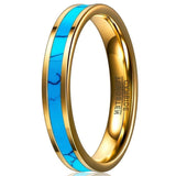 Eric Slim Turquoise-Color Inlay Ring | Gold-Tone
