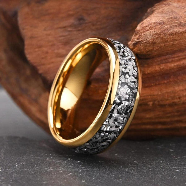 Simon Textured Inlay Band Ring | Gold-Tone — image 7