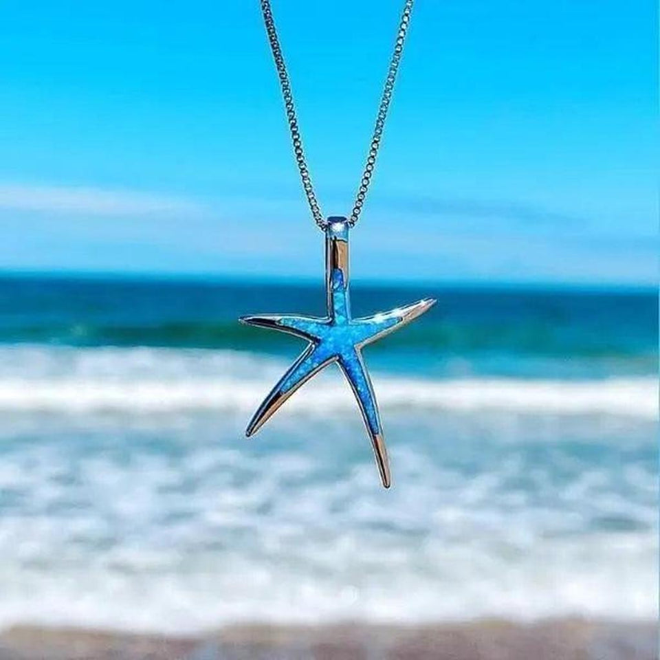 Cynthia Blue Opal-Look Star Pendant | Silver-Tone - image 1