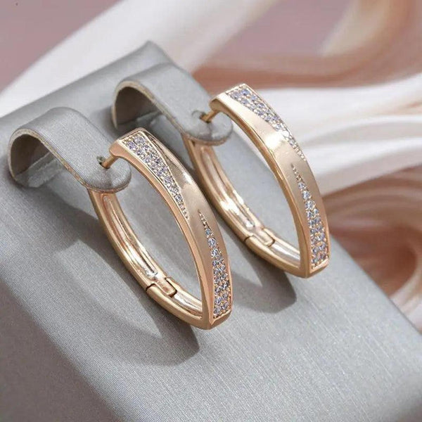 Arlene Elongated Gold-Tone Accent Hoop Earrings