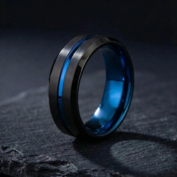 Paul Black and Blue Band Ring - image 2