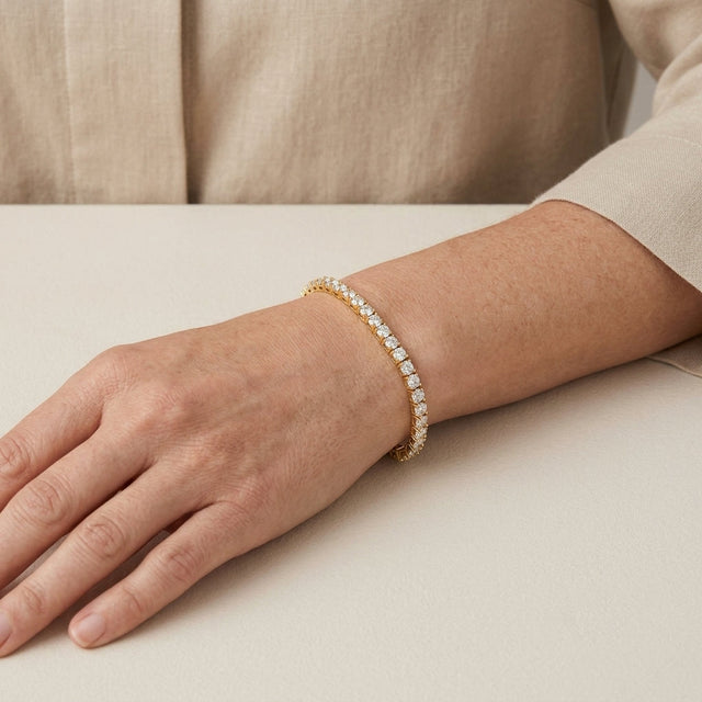 Alexandra Round Accent Tennis Bracelet | Gold-Tone