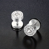 Hugh Line Pattern Stud Earrings — Silver-Tone — image 2