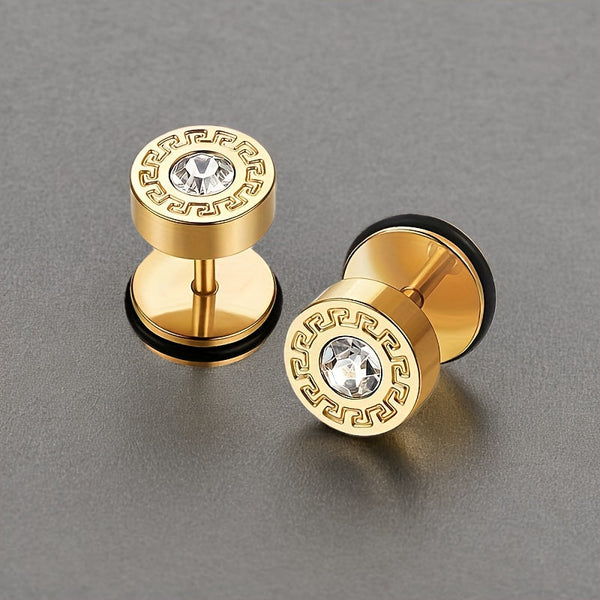Hugh Line Pattern Stud Earrings — Gold-Tone — image 1