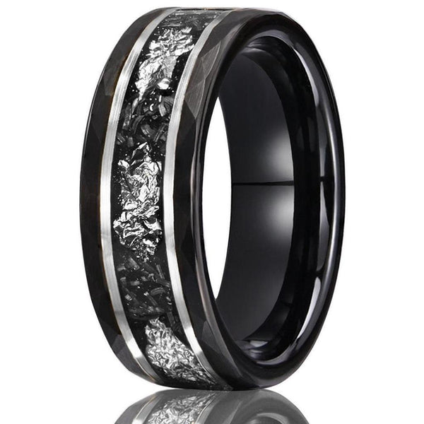 Nathan Black Hammered Inlay Ring — Silver-Tone — image 12