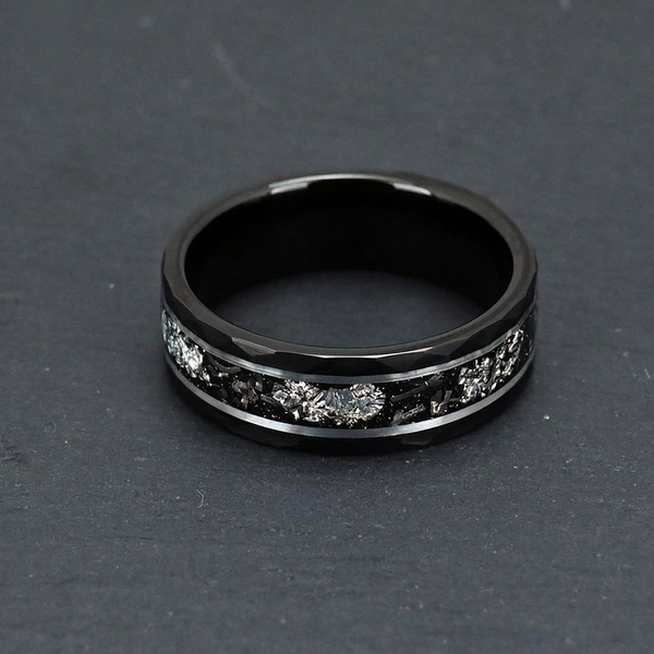 Nathan Black Hammered Inlay Ring - image 14