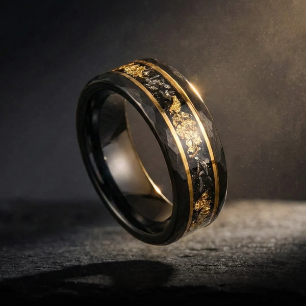 Nathan Black Hammered Inlay Ring - image 8