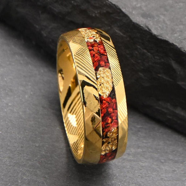 Sebastian Red Inlay Band Ring | Gold-Tone — image 7