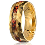 Sebastian Red Inlay Band Ring | Gold-Tone