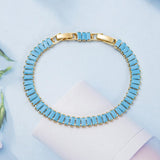 Edith Turquoise-Color Tennis Bracelet | Gold-Tone