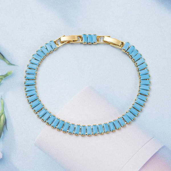 Edith Turquoise-Color Tennis Bracelet | Gold-Tone