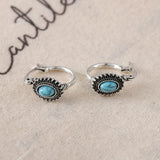 Hannah Turquoise-Color Crest Hoop Earrings | Silver-Tone — image 2