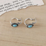 Hannah Turquoise-Color Crest Hoop Earrings | Silver-Tone — image 4