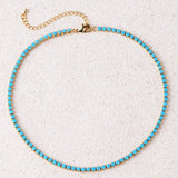 Frances Round Turquoise-Color Tennis Necklace | Gold-Tone