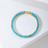 Felicia Round Turquoise-Color Tennis Bracelet | Gold-Tone — image 3