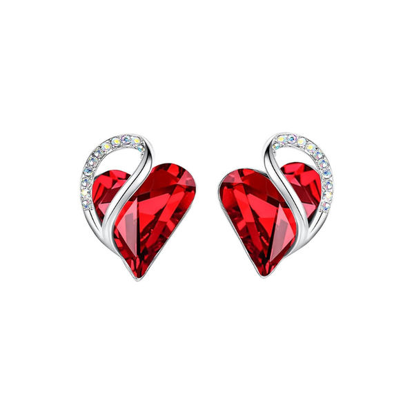 Meredith Red Infinity Heart Stud Earrings | Silver-Tone — image 2