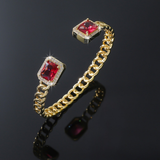Nicola Red Open Bracelet | Gold-Tone