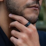 Andrew Hammered Inlay Band Ring - image 4
