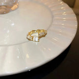 Naomi Adjustable Open White Opal-Look Ring | Gold-Tone — image 3
