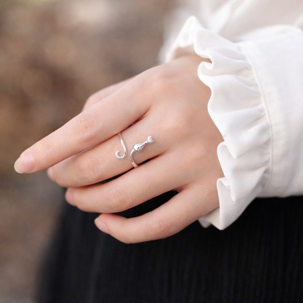 Rachel Adjustable Kitten Ring | Silver-Tone — image 3