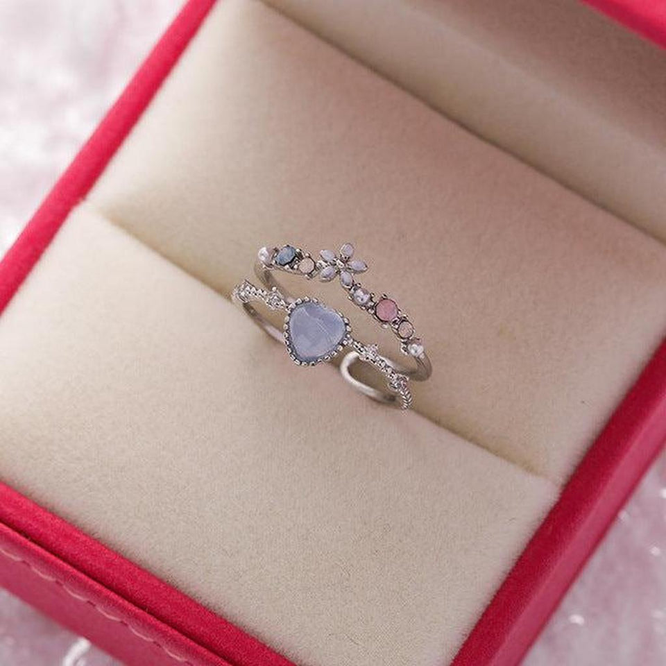 Leonora Adjustable Blue Stone Ring | Silver-Tone