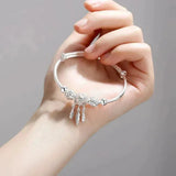 Teresa Adjustable Silver-Tone Three-Leaf Medallion Bracelet — image 2